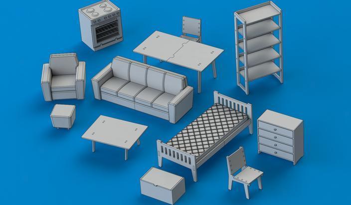微型家具3d模型免费下载(图片编号:911267)_六图网16pic.com